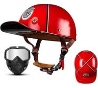 Vintage Baseball Cap Half Shell Motorcycle Helmet, Extended Retro Brim Helmet with Mask DOT/ECE Certification, Men Women Open Face Motorbike Helmet for Cruiser Chopper Scooter 25,XL