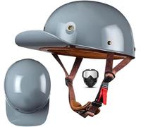 Vintage Baseball Cap Half Shell Motorcycle Helmet, Extended Retro Brim Helmet with Mask DOT/ECE Certification, Men Women Open Face Motorbike Helmet for Cruiser Chopper Scooter 16,XXL