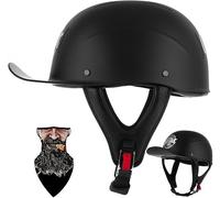 Vintage Baseball Cap Half Shell Motorcycle Helmet, Open Face Retro German Style, DOT/ECE Certified for Adult Men Women, EPS Buffer, Breathable Cooling Liner Quick Release Buckle 2,XL