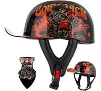 Vintage Baseball Cap Half Shell Motorcycle Helmet, Open Face Retro German Style, DOT/ECE Certified for Adult Men Women, EPS Buffer, Breathable Cooling Liner Quick Release Buckle 1,XL