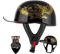 Vintage Baseball Cap Half Shell Motorcycle Helmet, Open Face Retro German Style, DOT/ECE Certified for Adult Men Women, EPS Buffer, Breathable Cooling Liner Quick Release Buckle 10,XXL