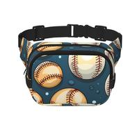 Vintage Baseball Double Layer Waist Bag Pack Sport Ball Bum Bag Fanny Pack for Men Women, Adjustable Belt Bag for Travel Hiking Running Cycling Festival
