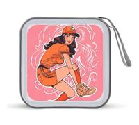 Vintage Baseball Girl 90s Portable CD Case Holder 48 Capacity Travel DVD Storage Boxs Wallet Bag