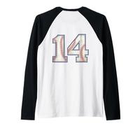 Vintage Baseball Jersey Number 14 Varsity Athletic Back Side Raglan Baseball Tee