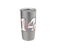 Vintage Baseball Jersey Number 14 Varsity Athletic Back Side Stainless Steel Insulated Tumbler