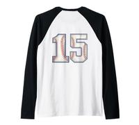 Vintage Baseball Jersey Number 15 Varsity Athletic Back Side Raglan Baseball Tee