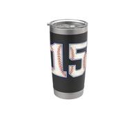 Vintage Baseball Jersey Number 15 Varsity Athletic Back Side Stainless Steel Insulated Tumbler