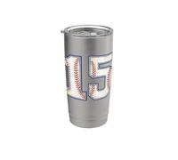 Vintage Baseball Jersey Number 15 Varsity Athletic Back Side Stainless Steel Insulated Tumbler