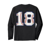 Vintage Baseball Jersey Number 18 Varsity Athletic Back Side Long Sleeve T-Shirt