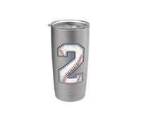 Vintage Baseball Jersey Number 2 Varsity Athletic Back Side Stainless Steel Insulated Tumbler