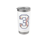 Vintage Baseball Jersey Number 3 Varsity Athletic Back Side Stainless Steel Insulated Tumbler