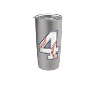 Vintage Baseball Jersey Number 4 Varsity Athletic Back Side Stainless Steel Insulated Tumbler