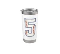 Vintage Baseball Jersey Number 5 Varsity Athletic Back Side Stainless Steel Insulated Tumbler