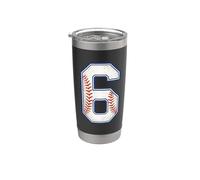 Vintage Baseball Jersey Number 6 Varsity Athletic Back Side Stainless Steel Insulated Tumbler