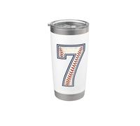 Vintage Baseball Jersey Number 7 Varsity Athletic Back Side Stainless Steel Insulated Tumbler