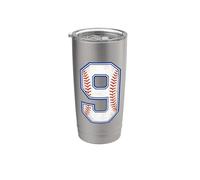 Vintage Baseball Jersey Number 9 Varsity Athletic Back Side Stainless Steel Insulated Tumbler