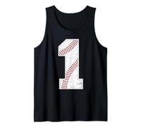Vintage Baseball Jersey Style Number 1 Distressed Sports Tank Top