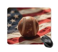Vintage Baseball On American Flag Mouse Pad - Non-Slip Rubber Base Ultra-Thin Desk Mat Waterproof & Portable Mousepad for Gaming, Office, Design 25 * 30cm