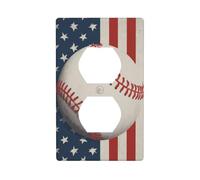 Vintage Baseball On American Flag Outlet Cover Light Switch Cover Decorative 1 Gang Wall Plate for Kitchen Room Bathroom Size 7x11.4cm