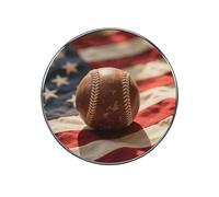 Vintage Baseball On American Flag Refrigerator Magnets, 2 Inch Round Metal Fridge Magnet for Whiteboard & Office, Decorative Kitchen Magnets for Photos, Notes, Shopping List