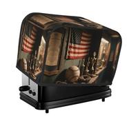 Vintage Baseball On American Flag Toaster Cover 2 Slice, Waterproof Bread Machine Covers with Pockets Universal Size Kitchen Small Appliance Cover with Handle, Dust and Fingerprint Protection