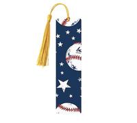 Vintage Baseball Star Bookmark Sport Ball Wooden Bookmark with Tassel Book Mark for Women Men Reading Page Markers Gifts for Book Lovers