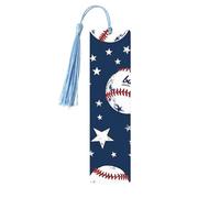 Vintage Baseball Star Bookmark Sport Ball Wooden Bookmark with Tassel Book Mark for Women Men Reading Page Markers Gifts for Book Lovers