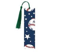 Vintage Baseball Star Bookmark Sport Ball Wooden Bookmark with Tassel Book Mark for Women Men Reading Page Markers Gifts for Book Lovers