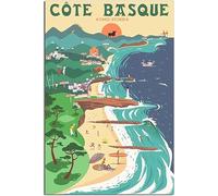 Vintage Basque Country Spain Beach Travel Poster Retro Wall Art Canvas Poster Art Print Home Decor Room Decor Unframed 60x90cm
