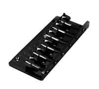 Vintage Bass Bridge, Zinc Alloy 6 String Electric Bass Bridge Replacement with 4 Fully Adjustable Barrel Saddles (Black)