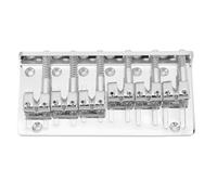 Vintage Bass Bridge, Zinc Alloy 6 String Electric Bass Bridge Replacement with 4 Fully Adjustable Barrel Saddles (Silver)