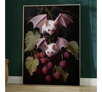 Vintage Bat Canvas Wall Art Gothic Bat Posters Dark Bat Canvas Art Goth Oil Paintings Vintage Insect Poster Dark Academia Gothic Pictures Moody Prints for Wall Decor Living Room 16x24inch No Frame