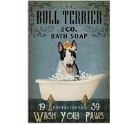 Vintage Bath Soap Bull Terrier Poster Great Gift For Dog L Wall Art Decoration Metal Plaque Poster Metal Sign 8X12 Inches