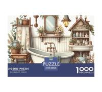 Vintage Bathroom Impossible Hard Challenging 1000 Pc Jigsaw Puzzle - Vintage Clawfoot Bathtub Bathroom Recycled Paper for Home Wall Decor38x26cm/1000pcs