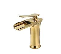 Vintage Bathroom Sink Faucet Gold Single-Handle Waterfall Mixer Tap Hot & Cold Short Design - Elegant Lavabo Rubinetto for Classic Bathrooms