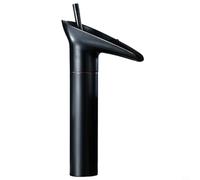 Vintage Bathroom Sink Faucet Hot & Cold Waterfall Tap Single Lever All Copper Design Retro Antique High Black Finish for Elegant Basin Upgrade
