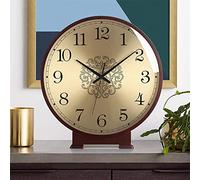 Vintage Battery Operated Silent Desk Clock - Rustic Wood Mantel Decor for Living Room, Retro Design for Home Aesthetics, Stylish Four-Shelf Decorative Clock