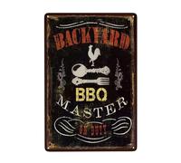 Vintage BBQ Grill Master Metal Tin Sign - Retro Outdoor Kitchen Wall Decor for Backyard and Patio - Weatherproof Barbecue Art Plaque - 8x12 Inch
