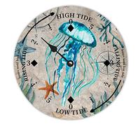 Vintage Beach Time Tide Clock Ocean Life Ocean Time Wooden Clock Wood Tidal Clock High And Low Tide Movement Clock for Beach Seaside House Cottage Hotel Camping 12 Inch