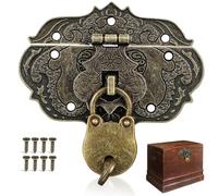 Vintage Bear Shape Box Hasp Lock with Key for Keepsake Cases | Zinc Alloy and Brass Build, Coffee Finish, Compact Fit for Crafting, Upcycling, Decorative Cases