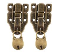 Vintage Bear Shaped Hasp Latch Set with Key for Toolbox | Iron and Zinc Alloy Detachable Closure Build, Golden Finish, for Cabinet Doors and Box Sizes