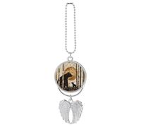 Vintage Bears in The Woods Car Rear View Mirror Pendant for Women Charm Decor Interior Hanging Accessories