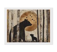Vintage Bears in The Woods Diamond Painting Kits for Adults DIY 5D Round Full Drill Art Diamonds Dots Decor 12"x16"