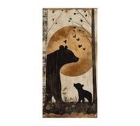 Vintage Bears in The Woods Door Cover Doorway Curtain Tapestry for Wall Hanging Decor