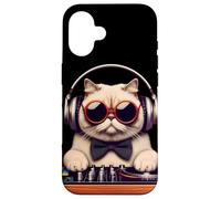 Vintage Beats Feline DJ Cat Retro Synthwave Kitty Mix Case for iPhone 16