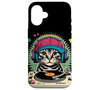 Vintage Beats Feline DJ Cat Retro Synthwave Kitty Mix Case for iPhone 16