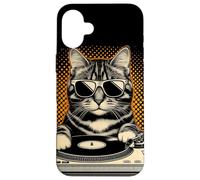 Vintage Beats Feline DJ Cat Retro Synthwave Kitty Mix Case for iPhone 16 Plus