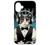 Vintage Beats Feline DJ Cat Retro Synthwave Kitty Mix Case for iPhone 16 Plus