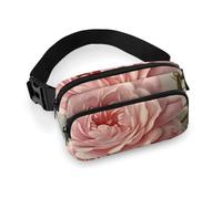 Vintage Beautiful Rose Fanny Pack for Women, Personalized Waist Bag with Multi-Pockets for Men, Belt Bag for Travel, Crossbody Bags with Zipper, Adjustable Bum Bags for Running