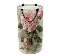 Vintage Beautiful Rose Laundry Hamper with Handles Collapsible Round Laundry Basket Waterproof Dirty Clothes Hamper Lightweight Clothing Storage for Bathroom Bedroom Dorm